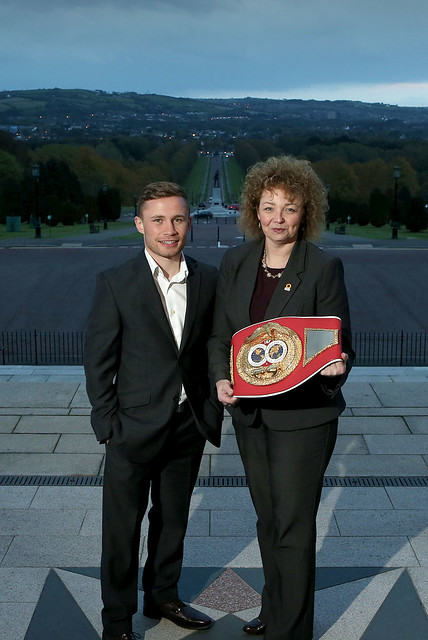 Sports Minister Carál Ní Chuilín pictured along with CARL FRAMPTON at Parliament Buildings.