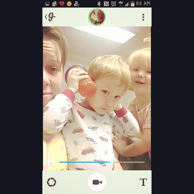 Nanny Mcphee has me rolling this morning.  Krick was gliding and Haze started singing a song about how precious she is and I need to make 150 dresses. Hunter is obviously not amused lol! @krystalklearmydear @razorree90 #mykids #myfamily #instafunny #sibli