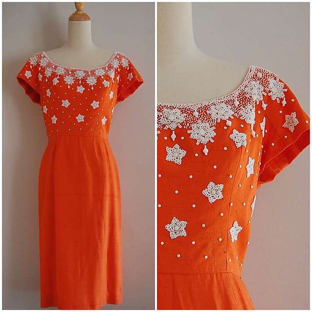 This swanky orange cocktail dress is off to the set of The ASTRONAUT WIVES CLUB, an ABC series set in the early 1960s. Lets hope this little number gets to make its small-screen debut in Spring 2015! #inheritedattire #vintage