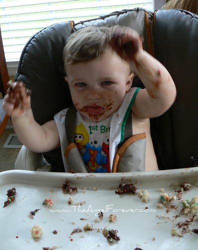 A first birthday cake eating success