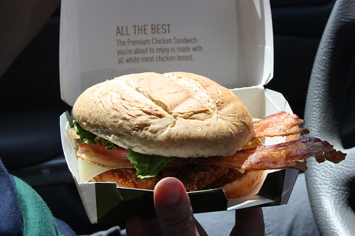Premium Chicken sandwich with bacon from Plymout McDonalds