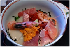 bowl of rice topped with sashimi　of Kakui(Katsura)