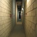 Long underground fire escape hallway