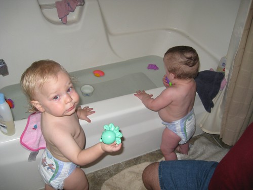 Baby tub time - before the tears