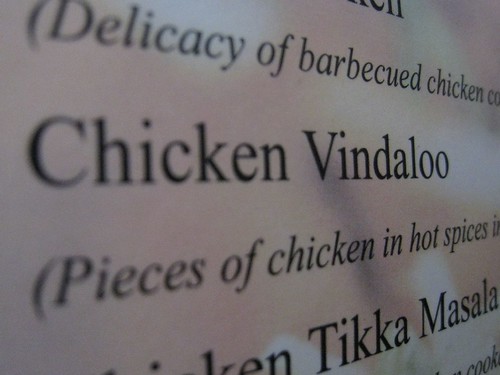 Vindaloo on the menu