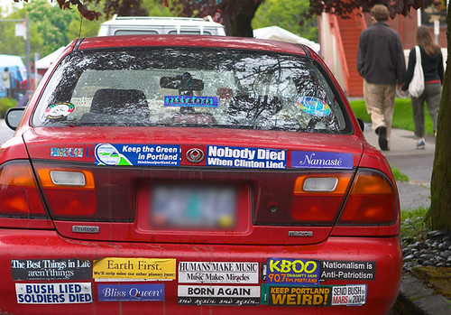 Car With Lots Of Bumper Stickers