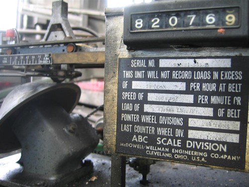 Serial number plate on the industrial scale