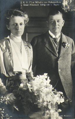 Fürst Wilhelm von Hohenzollern und Braut Adelgunde von Bayern, Prince of Hohenzollern with his bride