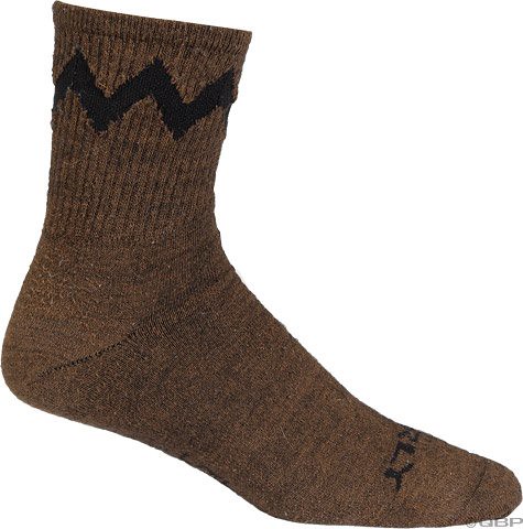 Surly Blockhead Socks - brown with black zig zag stripe - side view