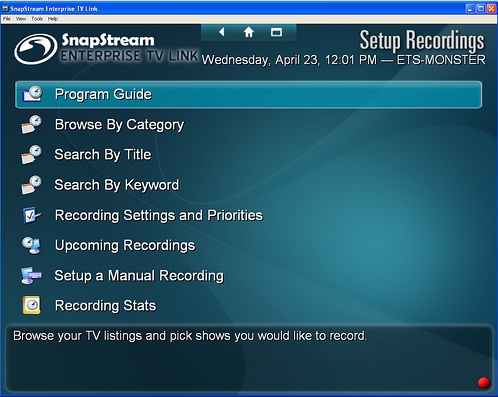 SnapStream interface