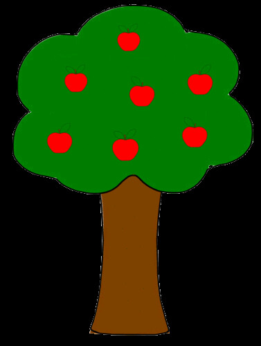 apple tree simple sketch w. outline, lge 15 cm