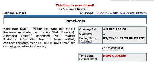 Israel.com sold for 5.88 million dollars