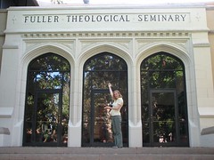 Liza in front of Fuller Theological Seminary
