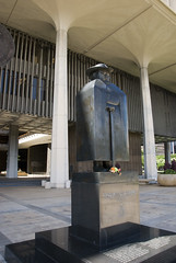 Father Damien Statue in Honolulu in front of Hawaii State Capitol Building