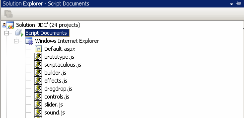 script documents in solution explorer