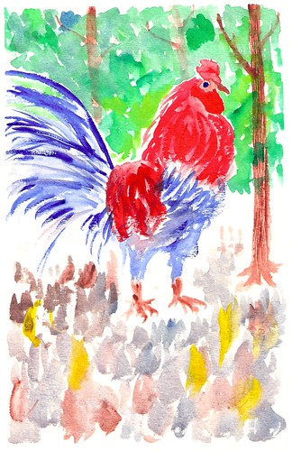 Rooster in Watercolor