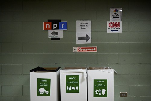 Recycling bins at the Pepsi Center