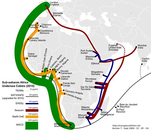 Sub-saharan Undersea Cables in 2010 - maybe (version 7)