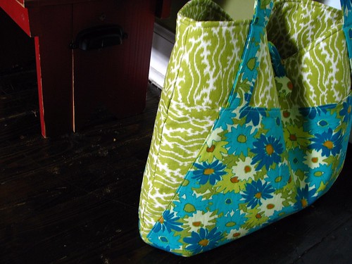 blue green bag from the side