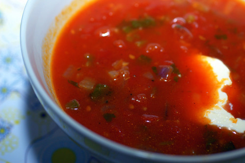 spicy tomato soup with cilantro