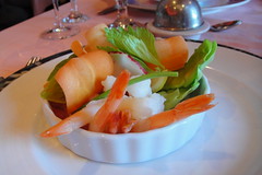 Dining in Aft restaurant - shrimp cocktail