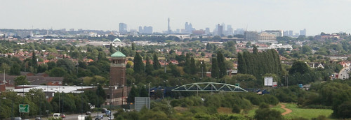 Close up of London skyline from Northala Fields