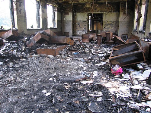 Library fire aftermath