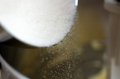 pouring the sugar