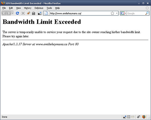 emilieheymans.ca Bandwidth Limit Exceeded 509
