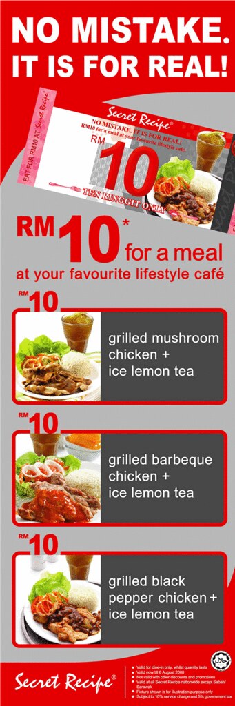 RM10 value meals at Secret Recipe