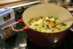 leek soup in pot
