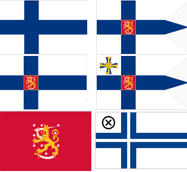 Todos los tipos de bandera de Finlandia, oficiales y oficiosas