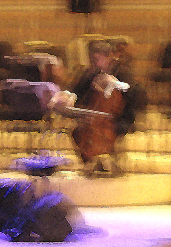 Miami Pops Cellist Warming Up photopainting detail by Debra Cortese