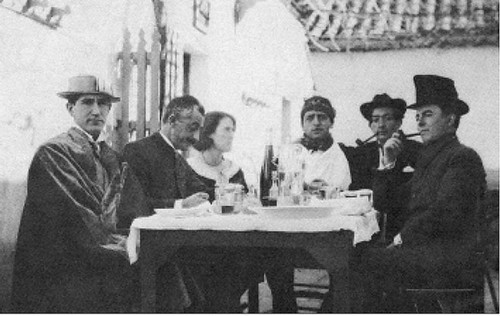Pepín Bello, José Moreno Villa, María Luisa González, Luis Buñuel, Salvador Dalí y José María Hinojosa en Toledo (Venta de Aires) en 1924
