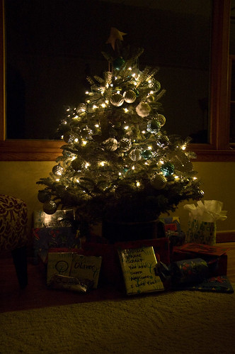 Our tree, Christmas Eve (Santa came!)