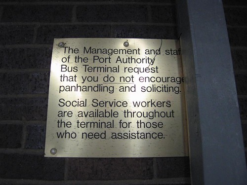 Port Authority Bus Terminal panhandling sign