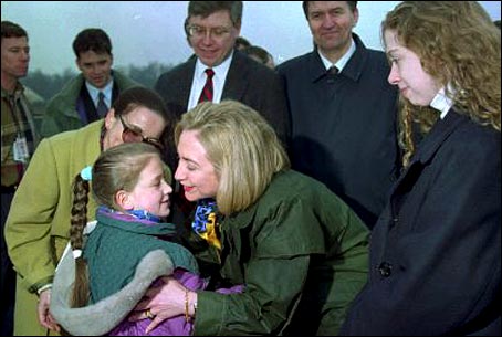 Clinton under fire in Bosnia