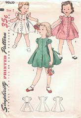 Vintage Simplicity Primer Pattern 4626 Childrens Girls Dress 50s Missing Envelope Size 2