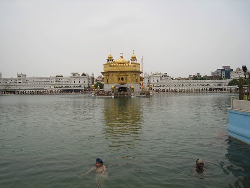 The Golden Temple with bathers in foreground