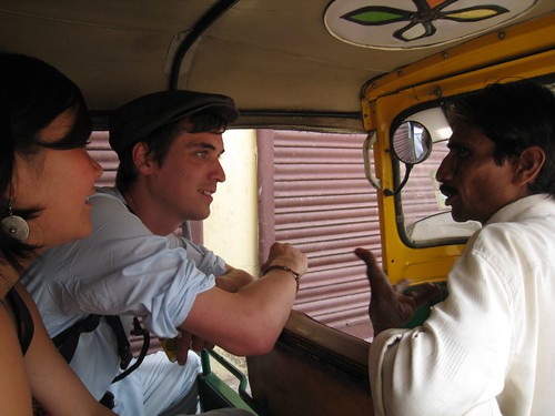 Dan negotiates with the autorickshaw driver as Laura and I look on
