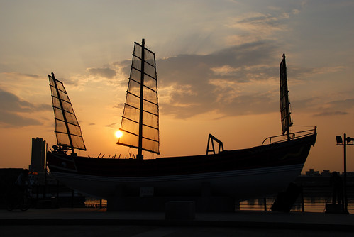 碼頭上展示的帆船