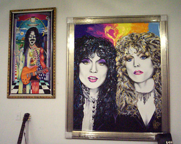 Bill Foss paintings of Frank Zappa and Heart.