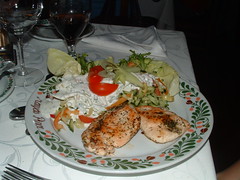Breast of Pullet Grilled with Fresh Spices of Garden, with Mixed Salad in Roquefort Dressing 