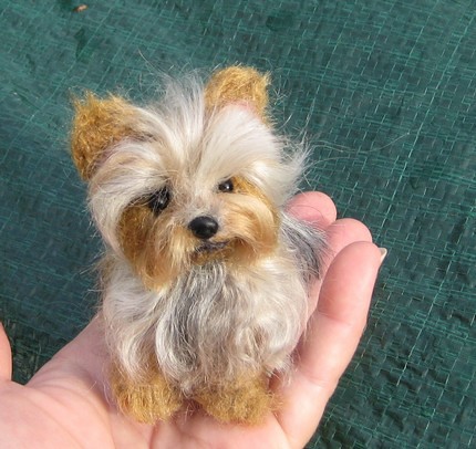 Needle Felted Dog / Custom Pet Portrait Sculpture / Yorkshire Terrier / Yorkie by GOURMET FELTED /Scamp / cute size