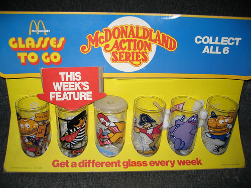 McDonalds Big Mac on Roller Skates,1977 Action Series Glass Vintage 