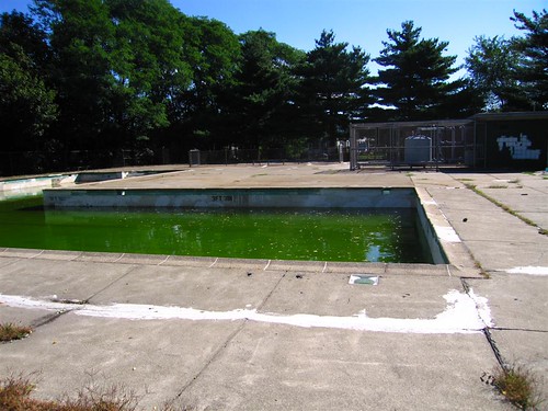 Deep green pool water