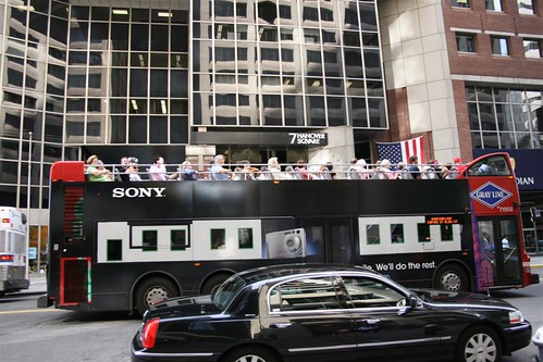 Gray Line tour bus with Sony ad