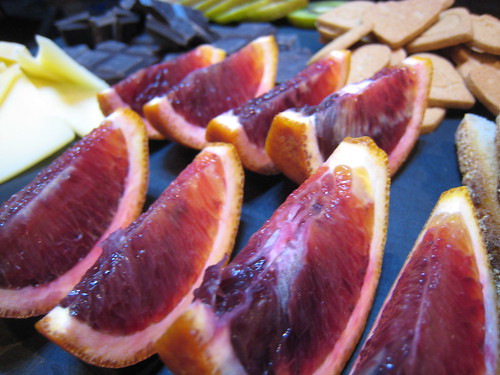 Basque Dark Chocolate from Spain, Blood Oranges, Ginger Snaps, 2 Delicious Cheeses, Kiwi and Fresh French Bread