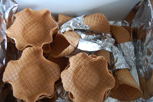 box of vegan waffle cones and bowls