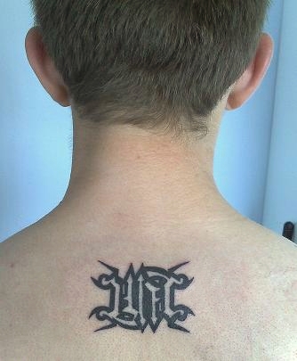 Bog Stoke - same Ambigram tattoo, upside down, reads 